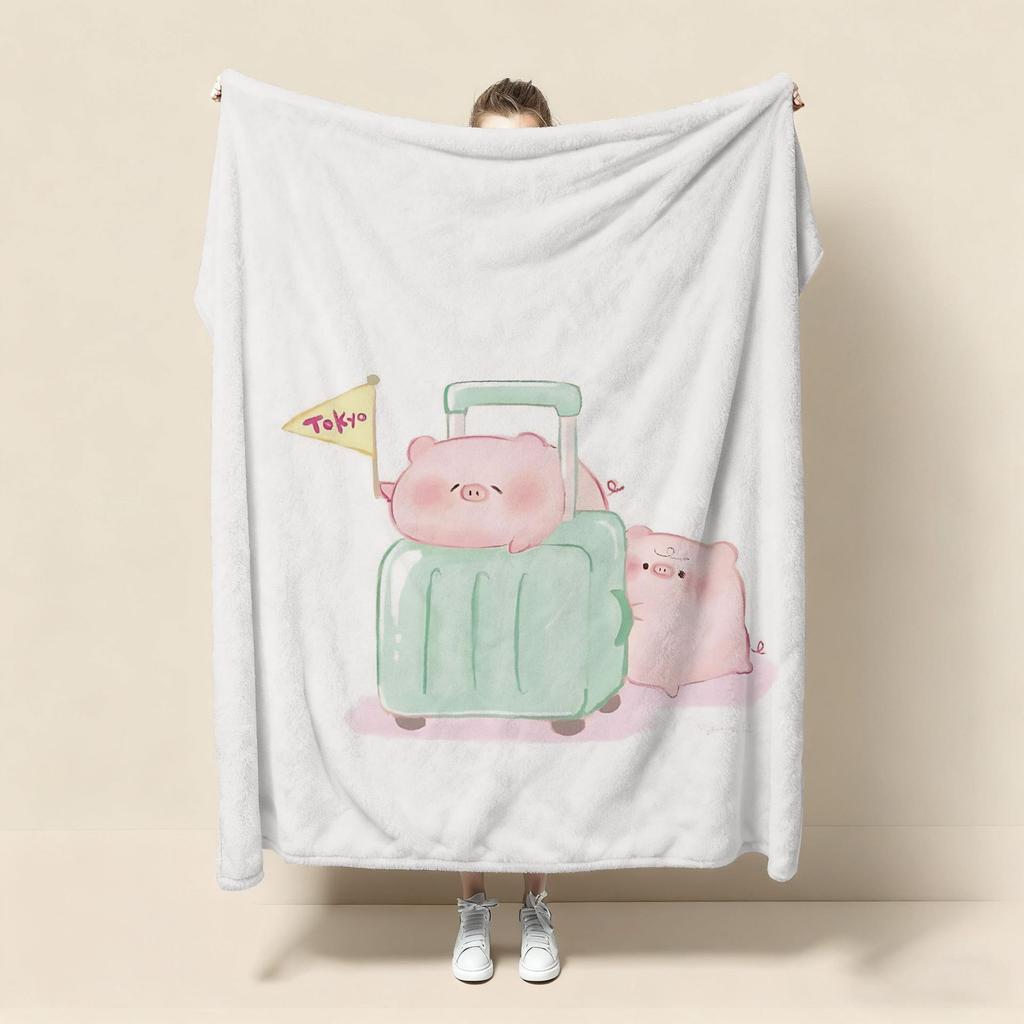 Best Seller Pink Pig Pattern pink Blanket Cute Cartoon Custom Print Blanket for Bedroom Sofa Living Room Home Decor Gift Use