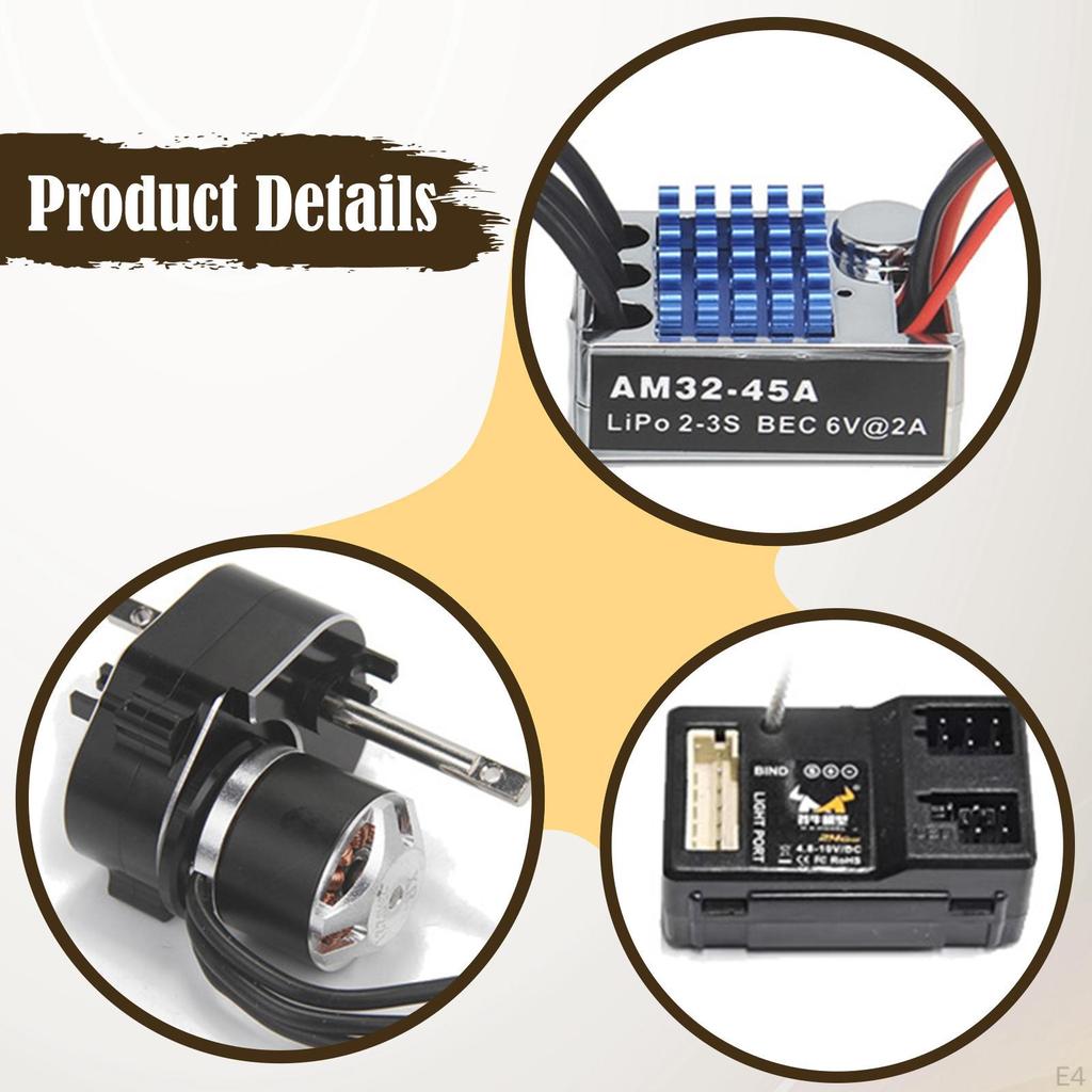 Brushless Gearbox ESC Combo for 1/12 RC Car Vehicle High Performance Receiver Included MN82