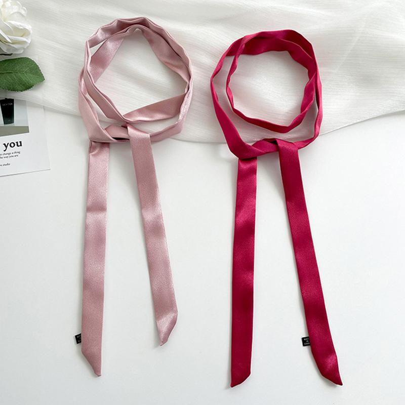 Luxury Skinny Narrow Short Woman's Silk Scarf Hairband Hair Strip Silk Ribbon Small Bag Handle Ribbon Scarves Kerchief Lady Tie