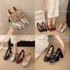 Waterproof Table High Heel Silver Mary Jane Shoes Women's Word with Square Head Single Shoes Bow Thick Heel Super High Heels Wedding Shoes