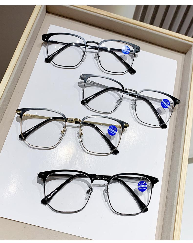 Men Women Business High-definition Eyeglasses Vintage Eyebrow Frame Reading Glasses Anti Blue Light Presbyopia Glasses