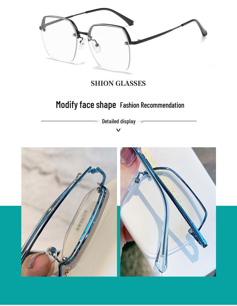 Korean Style Anti-Blue Light Glasses for Women - Fashionable Plain Frames, Prescription Compatible
