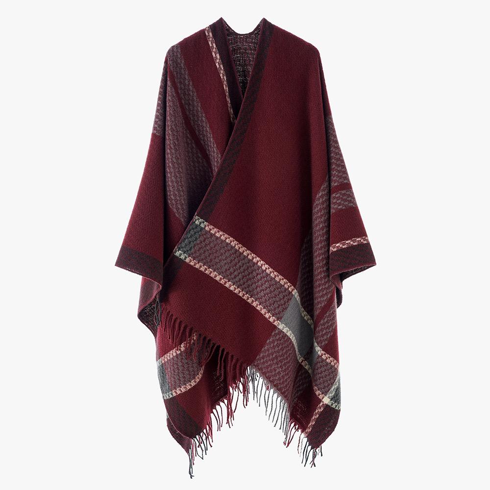 Winter Women Men Scarf Layers Poncho Elegant Retro Striped Tassel Wrap Shawl Lady Male Scarve Capa Para Mujer Pashmina Cloak New
