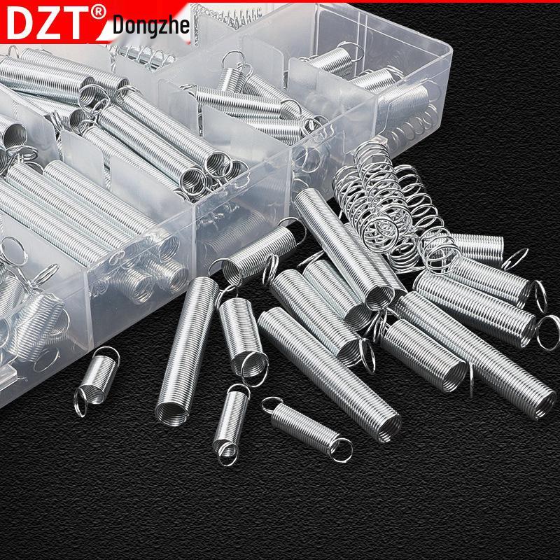 200 PCS Assorted Spring Set: Cylindrical Tension & Compression Springs with Hooks, Boxed
