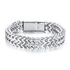 Vnox Stylish Men's Chain Bracelets,Stainless Steel 6.5MM-12.5MM Two-strand Wheat Link Wristband, Rock Punk Biker Male Jewelry