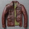 Chinese Size Vintage Red Brown Men Leather Jacket M65 Hunting Flight Jacket Genuine Cowhide Coat Autumn