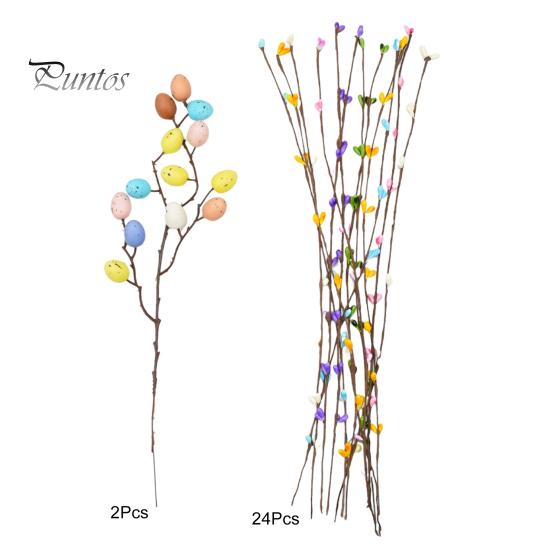 26 buc. Viță de vie artificială de Paște cu ouă pastelate și fructe de pădure Tulpini florale de primăvară Ouă de Paște Ramuri de crenguță pentru aranjament floral Home Decor