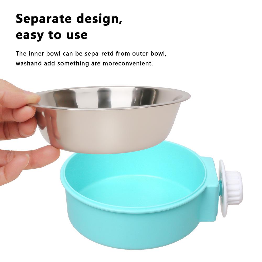Pet Feeding Bowl Candy Colored Stainless Steel Dog Bowl Can Be Fixed On The Cage Hanging Non-Slip Cats Dogs Food Bowls