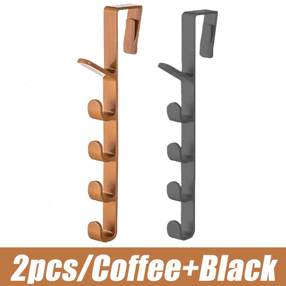 

2Pcs Door Hanger Clothes Hanging Rack Over The Door Plastic Home Storage Organization Hooks Purse Holder for Bags Rails Black+Coffee