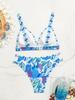 European and American Sexy Slimming Backless Printed Triangle Bikini for Women