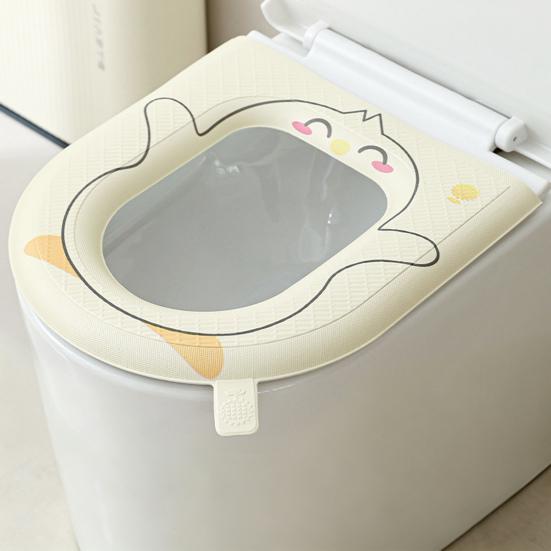 Toilet Seat with Exclusive Handle Easy to Clean EVA Waterproof Material Soft Cushion Cartoon Pattern Non-Slip Toilet Seat Pad