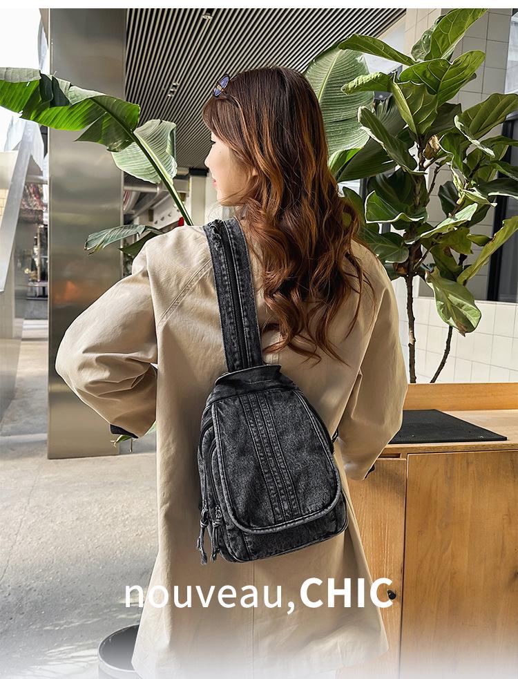 Retro vybledlý džínový multifunkční batoh - Velkokapacitní crossbody a taška přes rameno
