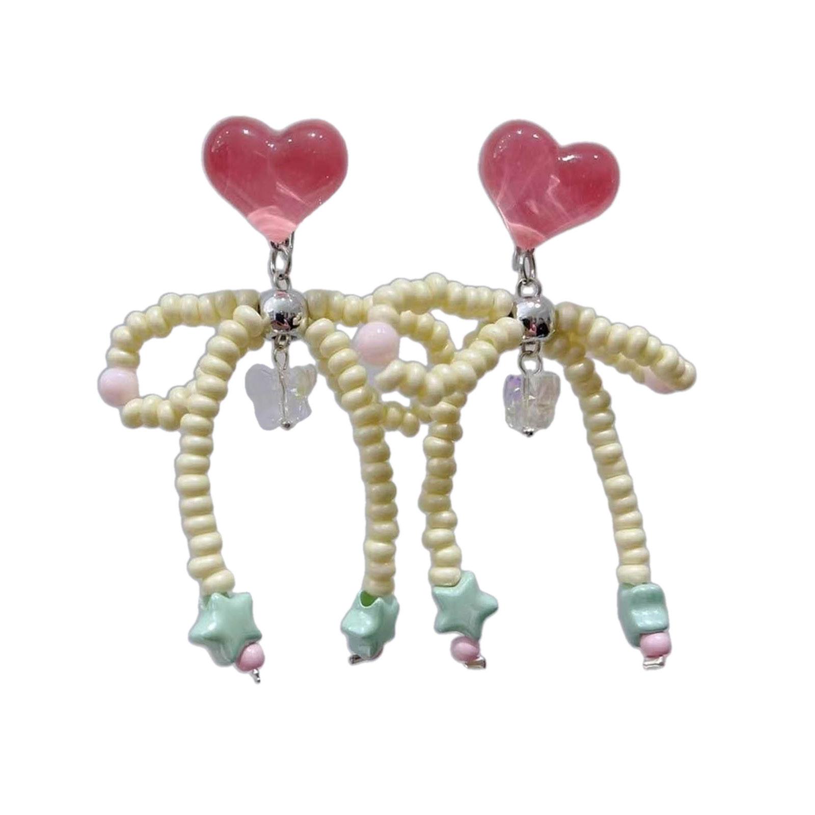 

Стильные серьги в форме сердца в виде облака, стильные серьги-гвоздики с подвеской в виде банта из бисера, уникальные серьги в форме сердца для встреч