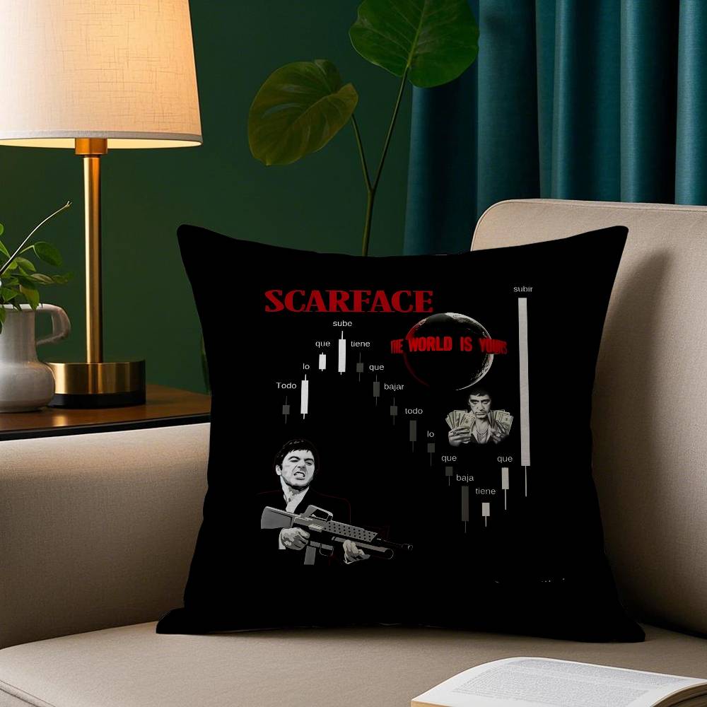 Classic Movie S-scarfaceS Vintage Pillow Case Short Plush Print Cushion Cover Square Throw Pillow Covers Sofa Home Decor