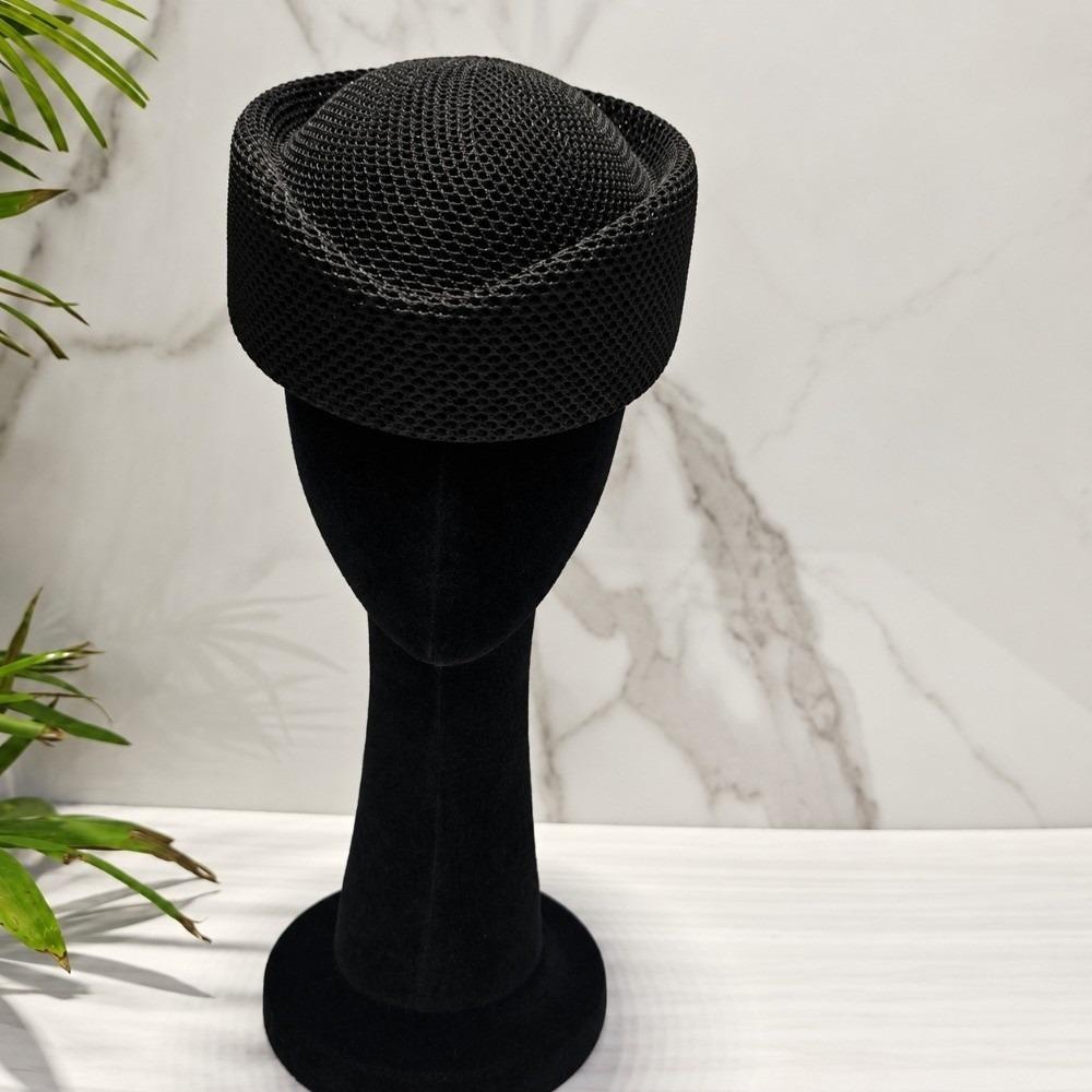 Solid Color Mesh Beret Hat Hollow Casual Stewardess Cap Fashion Knitted Beanie Women