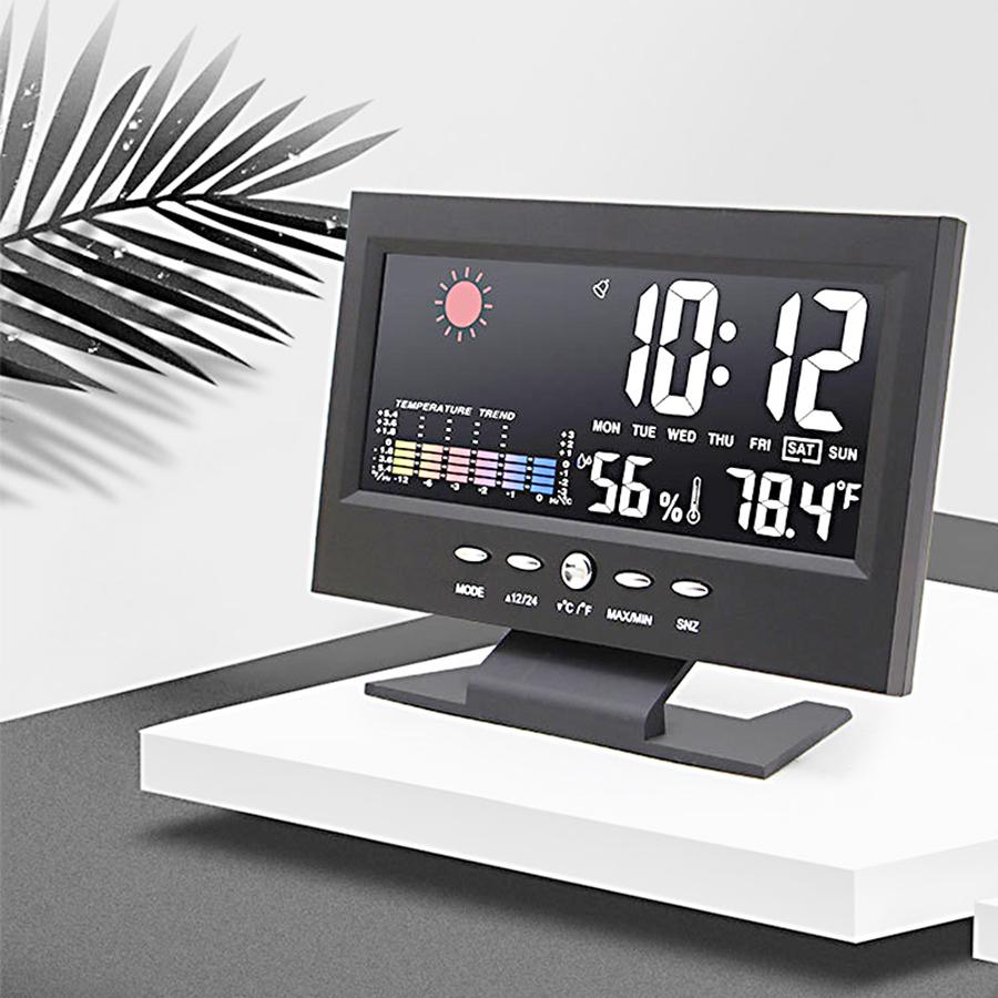 Weather Station Weather Clock Color Screen Displays Temperature and Humidity Home Sound-Controlled Electronic Alarm Clock