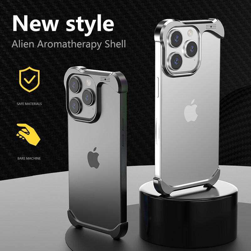 Luxury Irregular Aluminum Alloy Shockproof Phone Case for Apple iPhone 17 Pro Max/17 Air/ 16 Plus/ 15 Pro - Reinforced Bumper with Aromatherapy Design