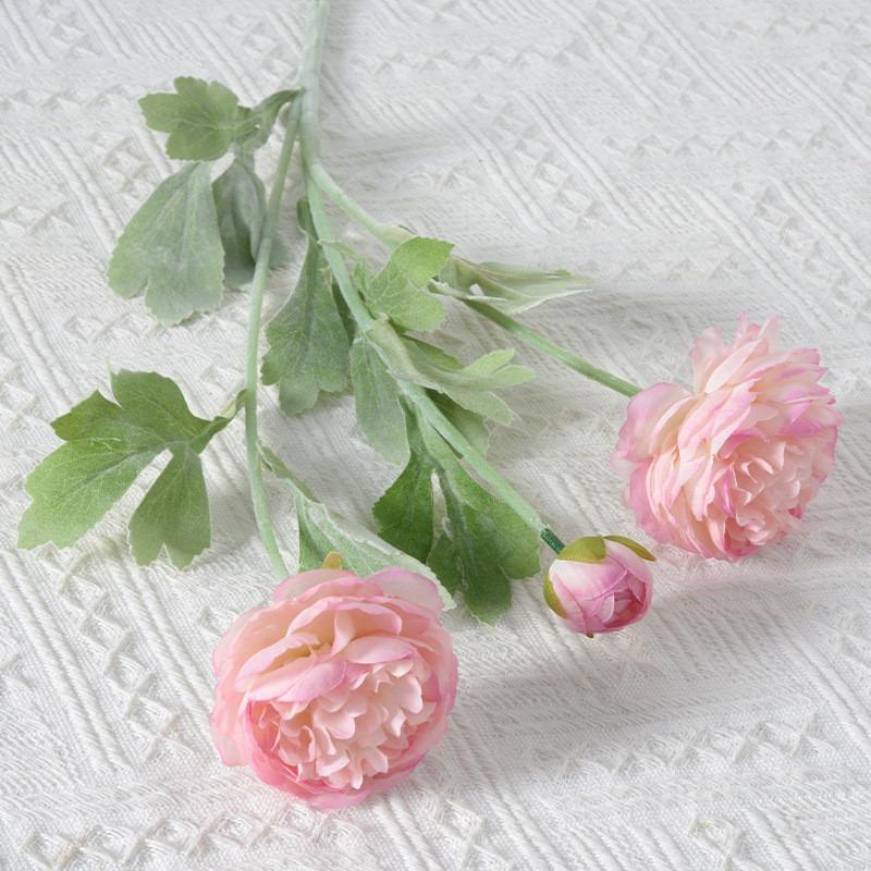 3-Heads Artificial Ranunculus Flowers Arrangement Exquisite A Must- Have for Home And Wedding Decoration