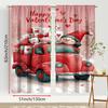 Set Of 2 Happy Valentine Day Gnome Red Truck Curtains Perfect Festive Window Decor Curtain Made Polyester With Rod Pocket