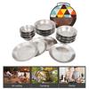 Set of 16 Stainless Steel Camping Plates Outdoor Dinnerware Barbecue Tableware Travel Friendly Meal Plate Cookwares