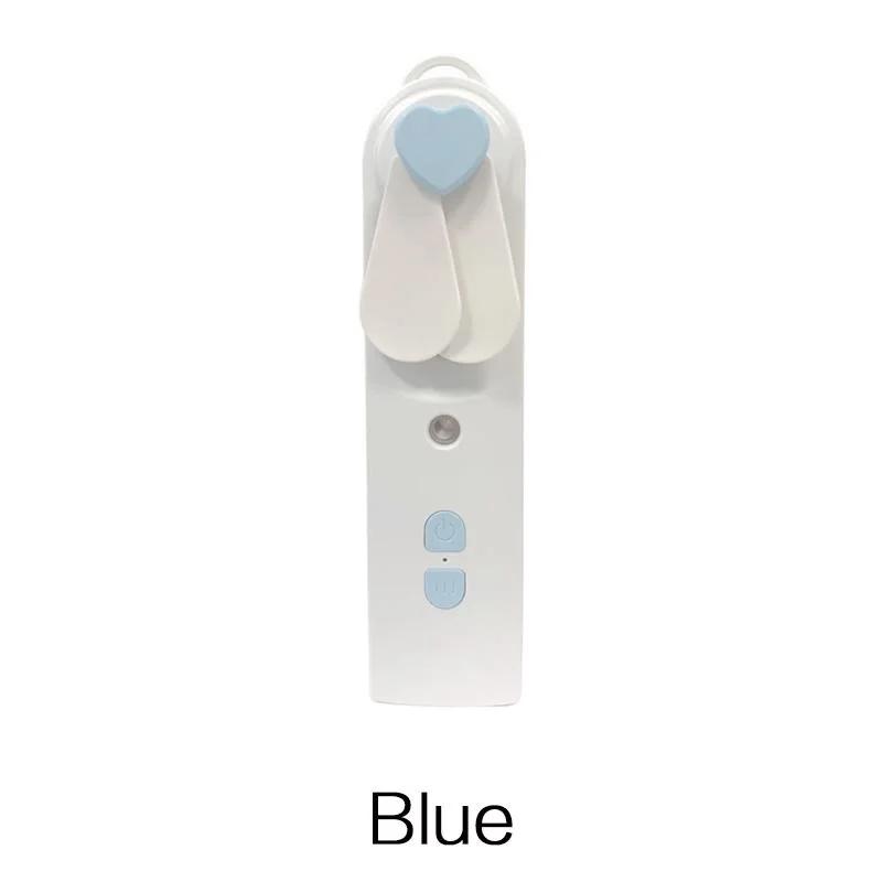 

Portable 2-in-1 Mini Fan Humidifier USB Rechargeable Handheld Fan Water Spray Mist Facial Steamer Air Cooler синий