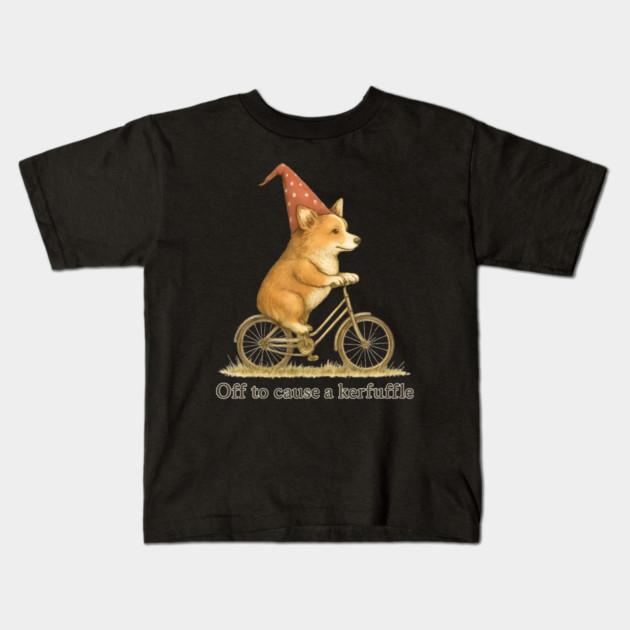 Boys Girls Soft Cotton Graphic Tees Off To Cause A Kerfuffle Corgi Chaos Breathable Daily School Wear Kids T-Shirts