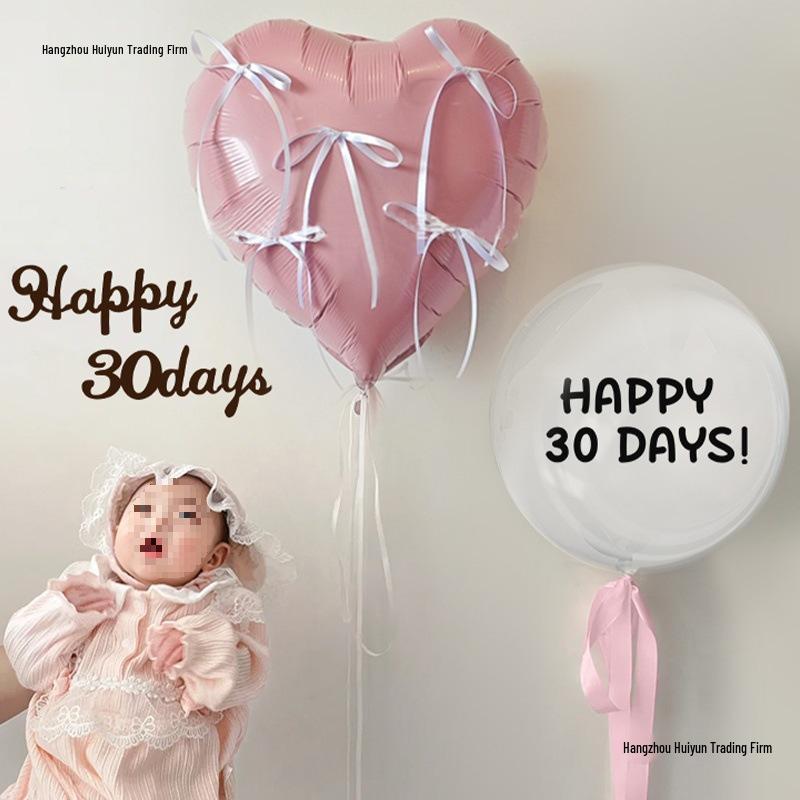 Baby Milestone Ceremony Photo Props: Full Moon and Hundred Days Decorations with Balloons