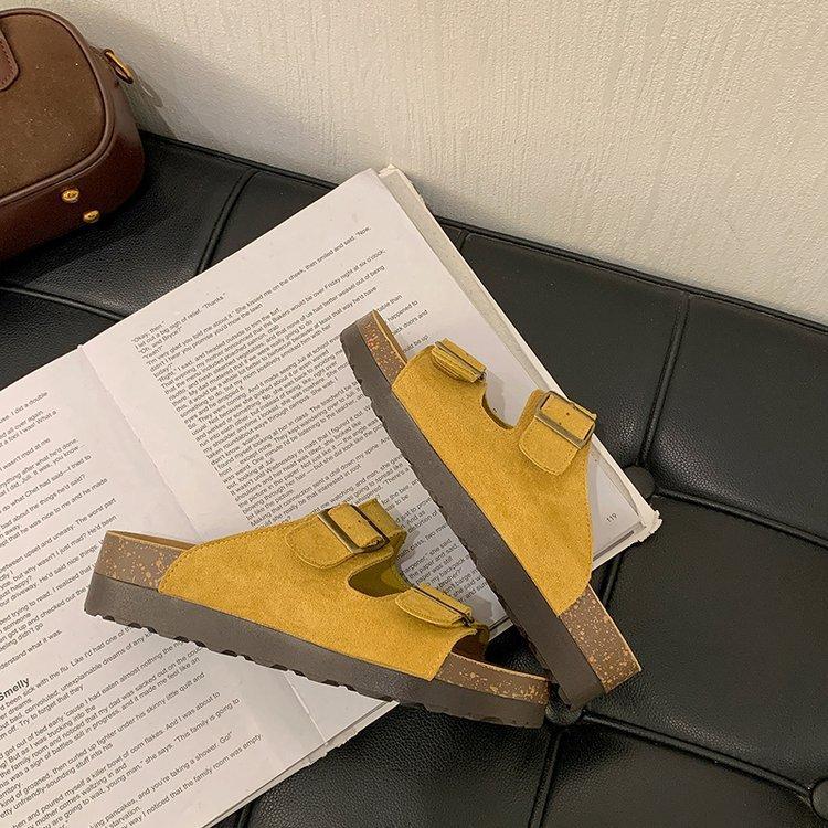 Muffin platform slippers women's new summer outer wear Boken shoes with cool slippers round head design