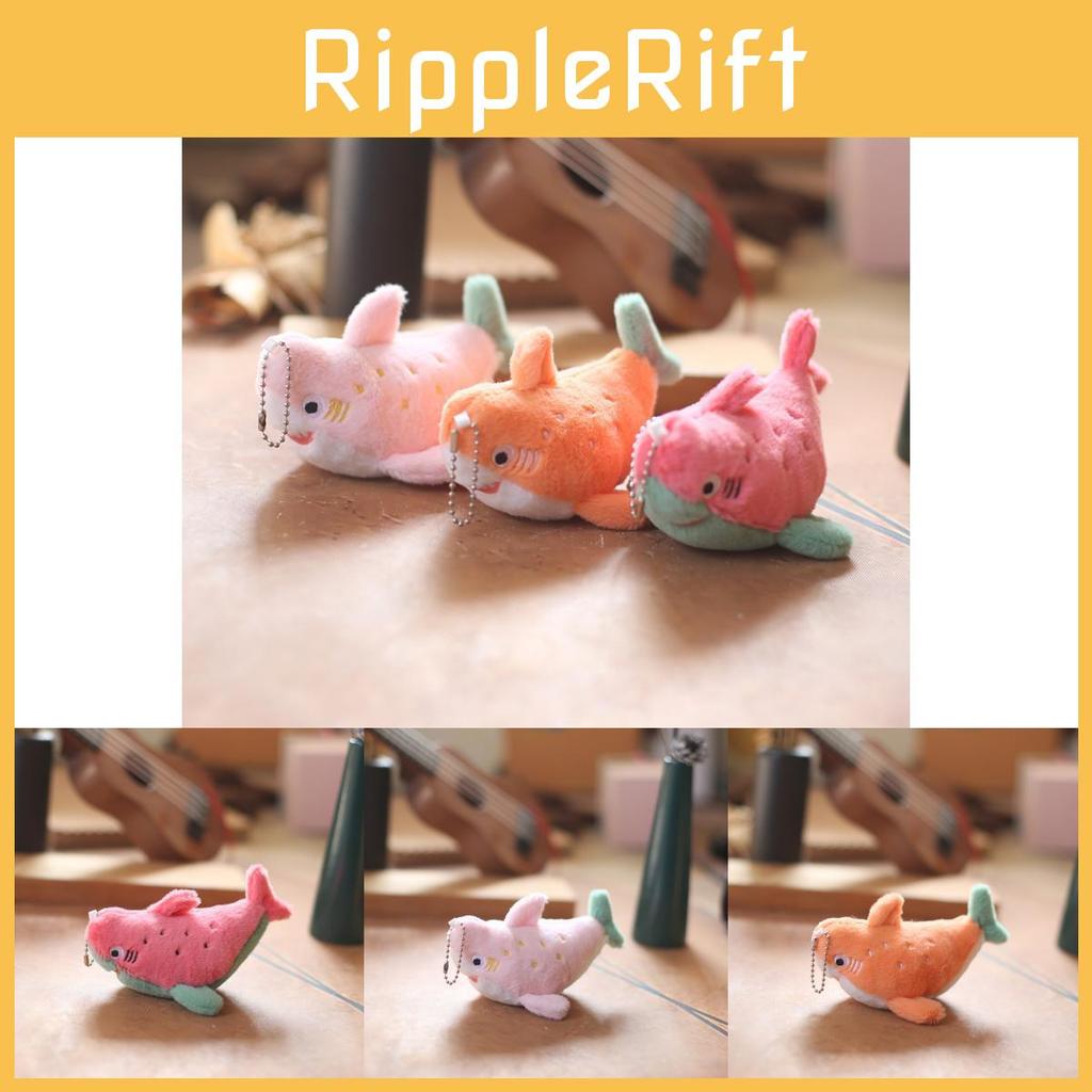 Cute Watermelon Peach Yellow Plush Shark Keychain Soft Stuffed Animal Toy