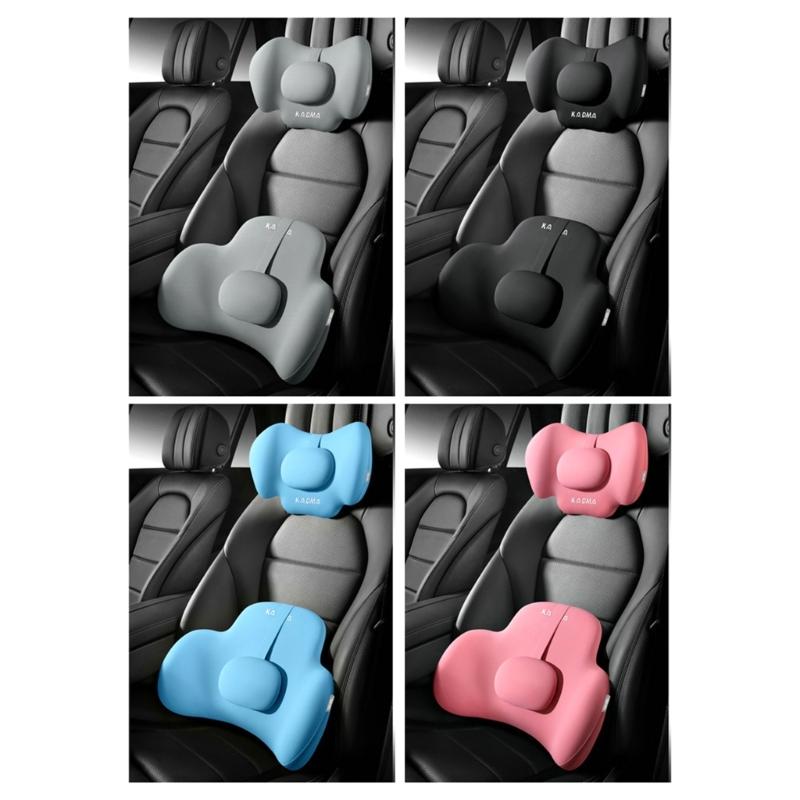 Comfortable Memory Foam Car Seat Headrest/Lumbar Support Adjustable Design Lightweight for Long Drives & Office Work