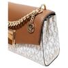 Michael Kors Lita Clássica Estampa Monograma Cor Retro Bloco de Cores Logo em Letra Lona e Couro Bolsa de Ombro Feminina Bolsa de Ombro 35H0GXPC1V-VANILLA