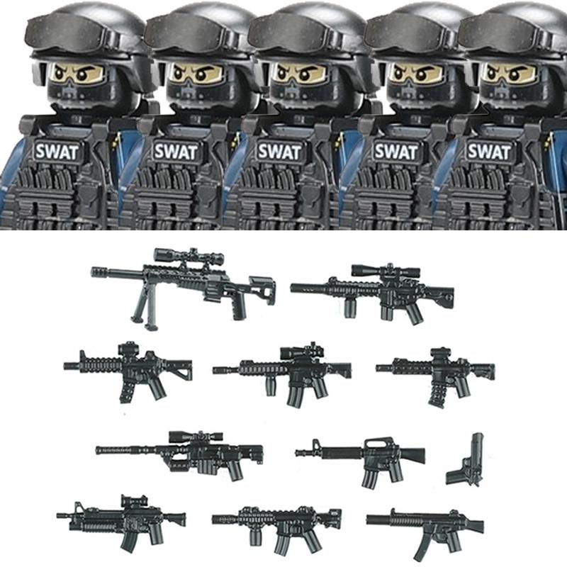 Non-Toxic Military Figures Riot Police Soldier Building Blocks City Commando Special Forces Swat Weapons Vest Bricks Children Toys Gift