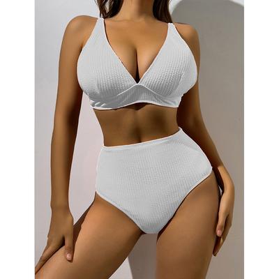 Women Two Piece Bathing Suit High Waist Swimsuit Summer Bikini Set Swimwear Clothes Solid Push Up Swimsuits