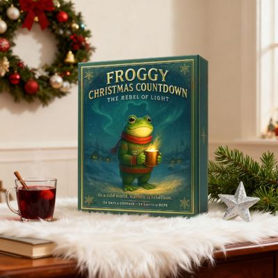 Calendrier de l'Avent de Noël 2025 Yousheng sur le thème de la grenouille, avec 24 jours à compter et 12 décorations suspendues en acrylique pour sapin de Noël.