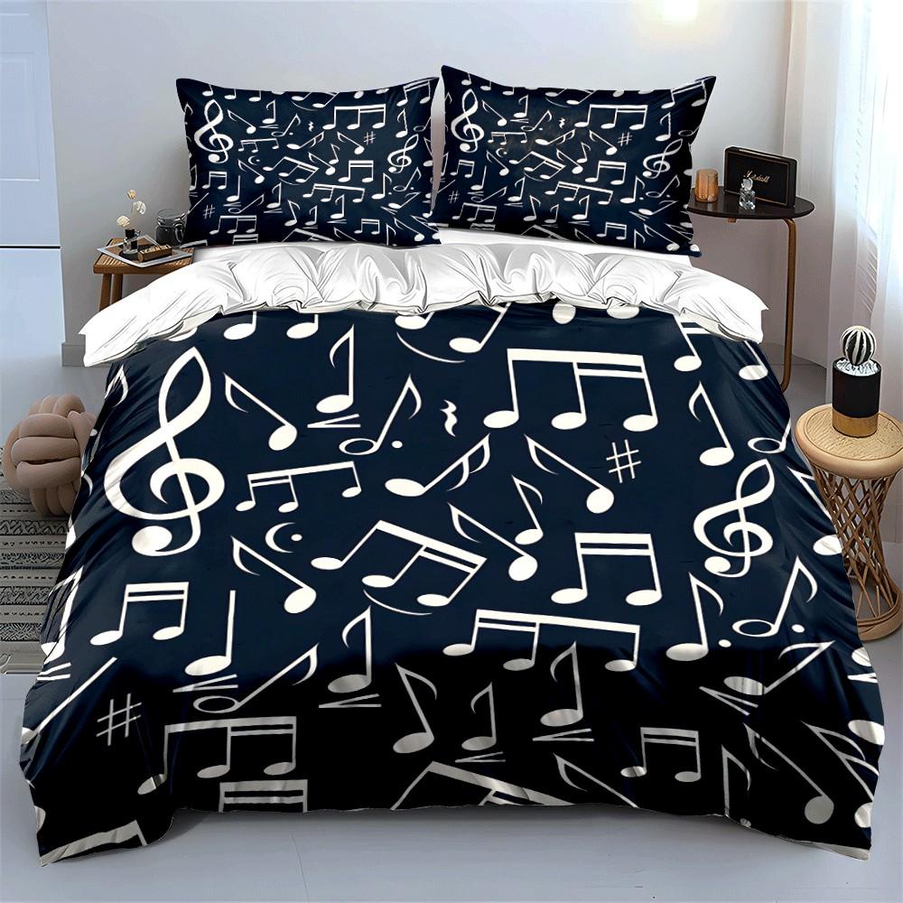 Music-Themed Three-Piece Set For Decor Exquisite Three-Piece Bedding Set Gift For Kids And Adults