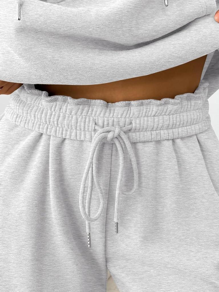 Women's Two-Piece Autumn Set: Velvet Hoodie & Wide-Leg Sweatpants