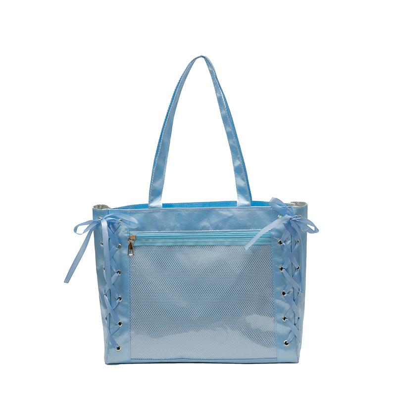 Japanese Pain Bag Ribbon Bow Cute Handbag Large Capacity Bar Transparent Millet One Shoulder Versatile Tote Bag
