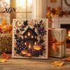 Interactive Parent Child Crafts Halloween Faux Pearl Art Kit, Pumpkin Ghost DIY Painting Theme Bead 3D Craft Set for Adults, Handmade Wall Stress