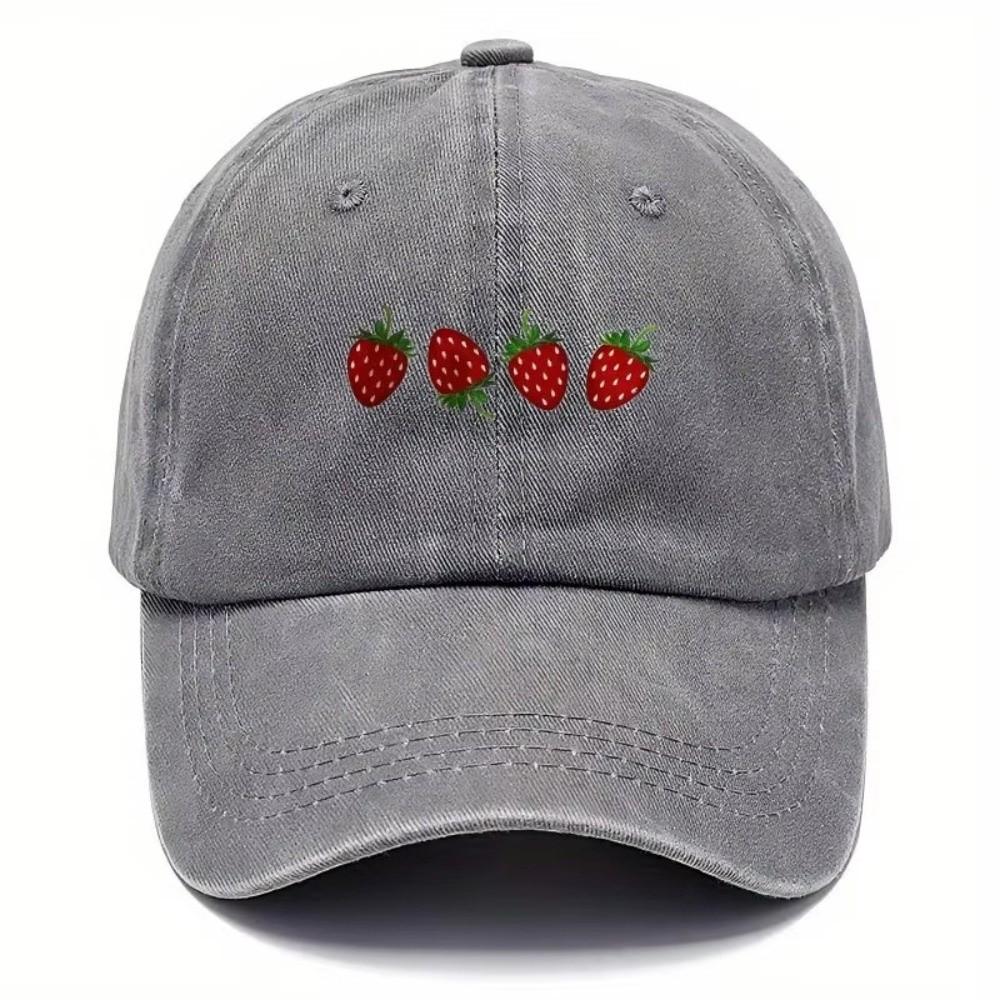 Hip Hop Strawberry Printed Baseball Cap Washed Cotton Sun Hat Streetwear Hats For Man Women Unisex