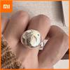 925 Sterling Silver Rings For Women Geometric Fine Jewelry Finger Adjustable Simple Shinning Ball Ring For Party Birthday Gift