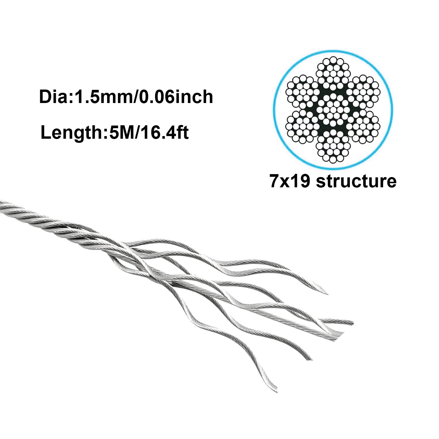

Конструкция 7x19, некрутящийся трос из нержавеющей стали 304, используется для кранов и стропов, диаметр 1,5-3,0 мм. 1.5mmx5M