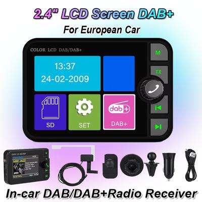 DAB+ digitální rádio do auta FM přijímač BT MP3 přehrávač 2,4palcový displej DAB pro vysílání audio signálu do auta Telefonní hovor
