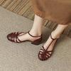 Fashion Fashion Womens Shoes 2025 Flat Sandals Summer Heels Buckle Strap Breathable Suit Female Beige Luxury Comfort Without New Girls