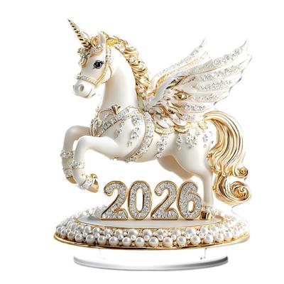 Acrylic Horse Ornament 2D Flat Horse Tabletop Decoration Collectible Colorful Horse Centerpiece for Year of The Horse New Year
