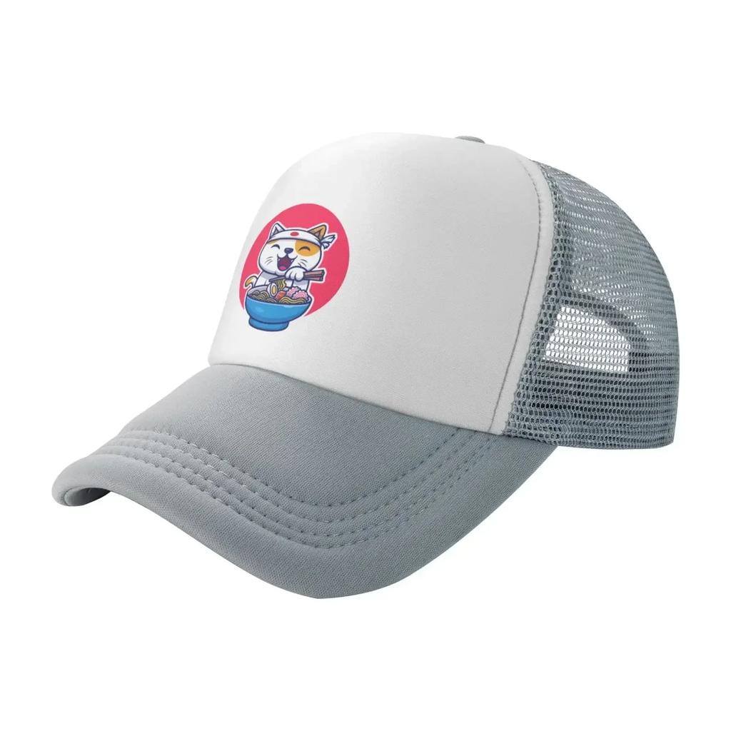 Delisous Anime Cat Noodles Baseball Cap Women Unisexs Trucker Hat Adjustable Mesh Hats