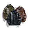 Men's Trendy Streetwear Casual Plus Size Leather Jacket with Lapel for Spring and Autumn