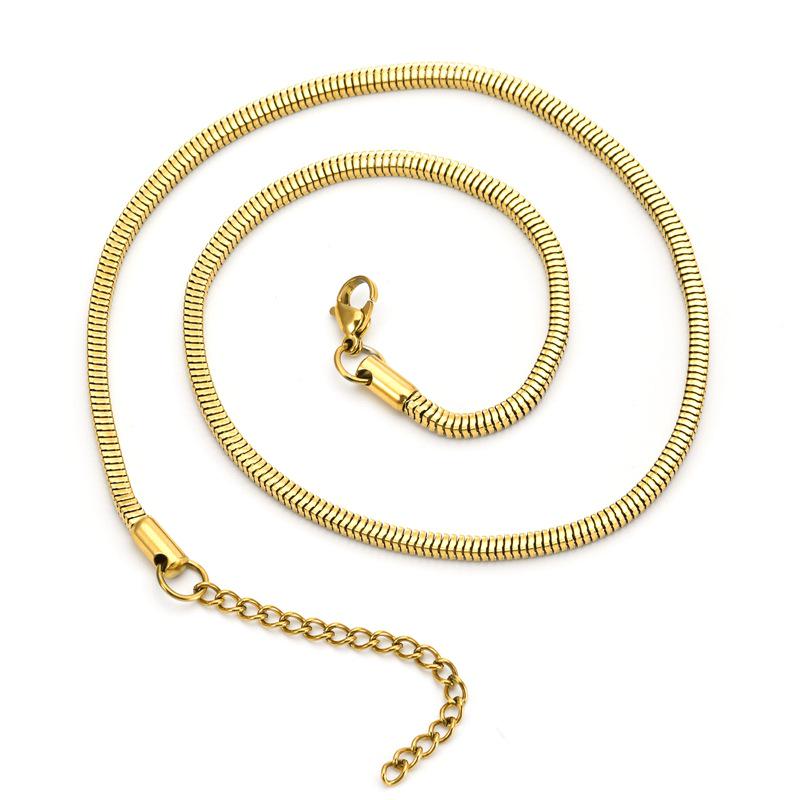 Minimalist Korean Style Gold-Plated Snake Chain Clavicle Necklace In Stainless Steel