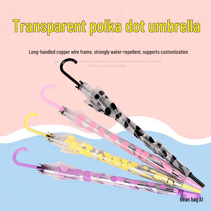 Transparent Automatic Long-Handle White Umbrella - Free Shipping