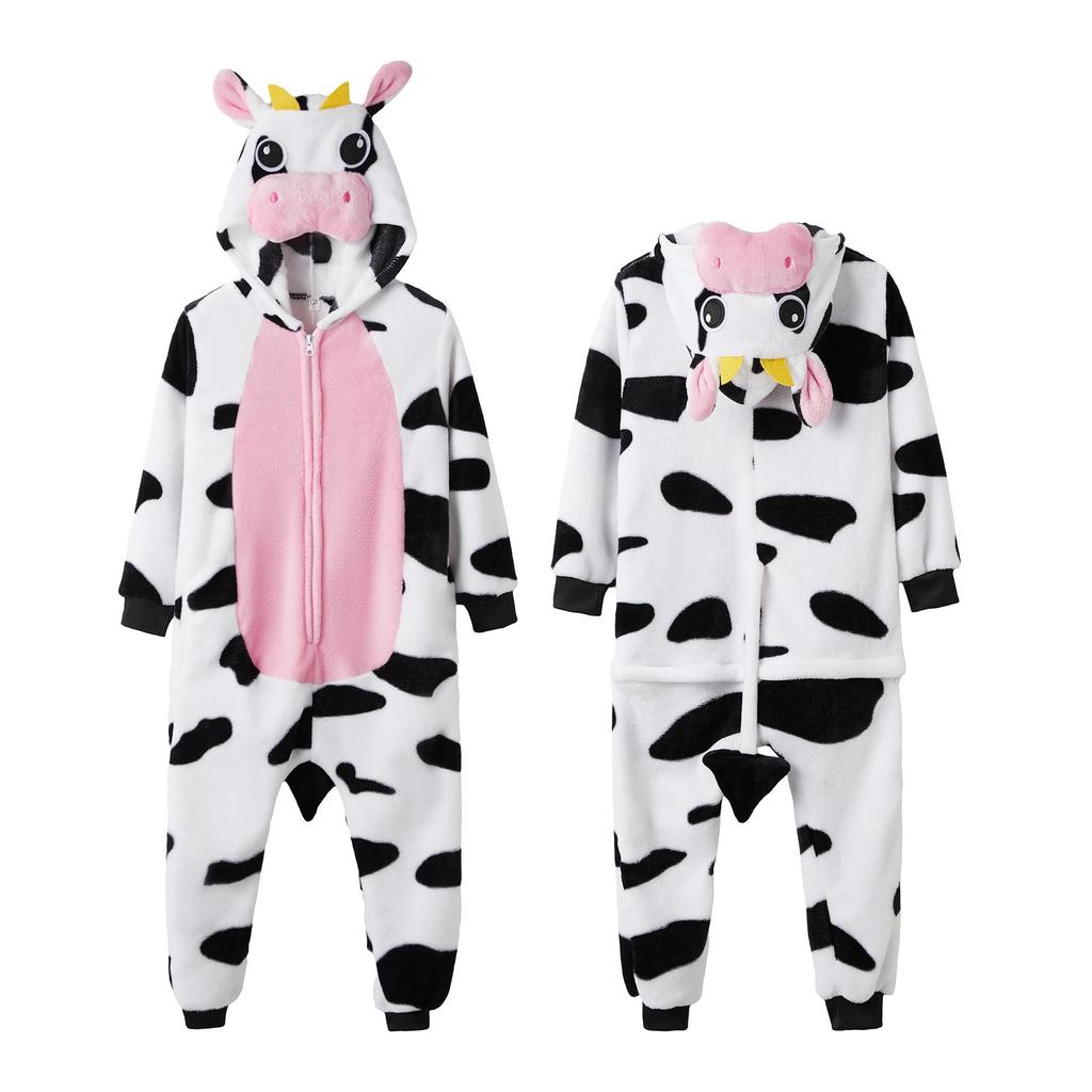 New Halloween Pink Cow Cartoon Animal Onesie Pajamas for Couples & Parent-Child