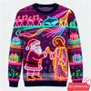 Maglione Brutto di Natale Stampa 3D Luce al Neon Finta per Donne Uomini Abbigliamento Buon Natale Pupazzo di Neve Divertente Babbo Natale Gesù Felpe Tuta
